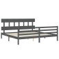 vidaXL Estructura de cama con cabecero madera maciza gris 200x200 cm vidaXL Estructura de cama con cabecero madera maciza gris 200x200 cm