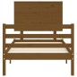 vidaXL Estructura cama y cabecero madera maciza marrón miel 100x200 cm vidaXL Estructura cama y cabecero madera maciza marrón miel 100x200 cm