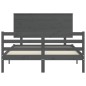vidaXL Estructura de cama con cabecero madera maciza gris 140x200 cm vidaXL Estructura de cama con cabecero madera maciza gris 140x200 cm