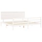 vidaXL Estructura cama de matrimonio con cabecero madera maciza blanco vidaXL Estructura cama de matrimonio con cabecero madera maciza blanco