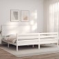 vidaXL Estructura de cama con cabecero madera maciza blanco 200x200 cm vidaXL Estructura de cama con cabecero madera maciza blanco 200x200 cm