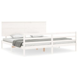 vidaXL Estructura de cama con cabecero madera maciza blanco 200x200 cm