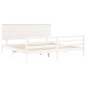 vidaXL Estructura de cama con cabecero madera maciza blanco 200x200 cm vidaXL Estructura de cama con cabecero madera maciza blanco 200x200 cm