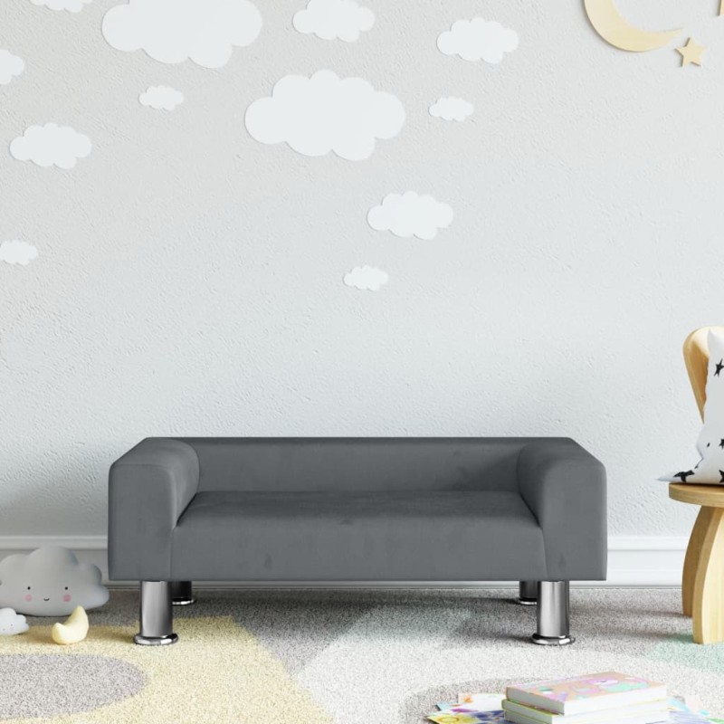 vidaXL Sofá para niños de terciopelo gris oscuro 70x45x26,5 cm