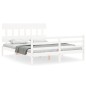 vidaXL Estructura de cama con cabecero madera maciza blanco 160x200 cm
