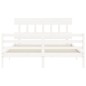 vidaXL Estructura de cama con cabecero madera maciza blanco 160x200 cm