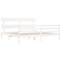 vidaXL Estructura de cama con cabecero madera maciza blanco 200x200 cm vidaXL Estructura de cama con cabecero madera maciza blanco 200x200 cm