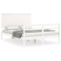 vidaXL Estructura de cama con cabecero madera maciza blanco 140x190 cm vidaXL Estructura de cama con cabecero madera maciza blanco 140x190 cm