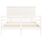 vidaXL Estructura de cama con cabecero madera maciza blanco 140x190 cm vidaXL Estructura de cama con cabecero madera maciza blanco 140x190 cm