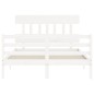 vidaXL Estructura cama de matrimonio con cabecero madera maciza blanco