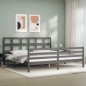 vidaXL Estructura de cama con cabecero madera maciza gris 200x200 cm vidaXL Estructura de cama con cabecero madera maciza gris 200x200 cm