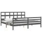vidaXL Estructura de cama con cabecero madera maciza gris 200x200 cm vidaXL Estructura de cama con cabecero madera maciza gris 200x200 cm