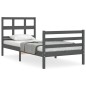 vidaXL Estructura de cama con cabecero madera maciza gris 90x200 cm
