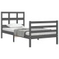 vidaXL Estructura de cama con cabecero madera maciza gris 90x200 cm