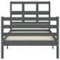 vidaXL Estructura de cama con cabecero madera maciza gris 90x200 cm