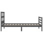vidaXL Estructura de cama con cabecero madera maciza gris 90x200 cm