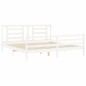 vidaXL Estructura cama de matrimonio con cabecero madera maciza blanco vidaXL Estructura cama de matrimonio con cabecero madera maciza blanco