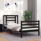 vidaXL Estructura de cama con cabecero madera maciza negro 90x200 cm vidaXL Estructura de cama con cabecero madera maciza negro 90x200 cm