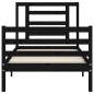 vidaXL Estructura de cama con cabecero madera maciza negro 90x200 cm vidaXL Estructura de cama con cabecero madera maciza negro 90x200 cm