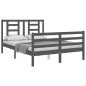 vidaXL Estructura cama de matrimonio con cabecero madera maciza gris vidaXL Estructura cama de matrimonio con cabecero madera maciza gris