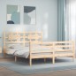 vidaXL Estructura de cama con cabecero madera maciza 160x200 cm vidaXL Estructura de cama con cabecero madera maciza 160x200 cm
