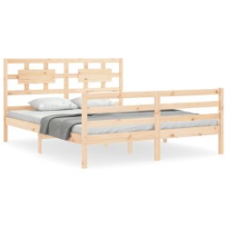 vidaXL Estructura de cama con cabecero madera maciza 160x200 cm