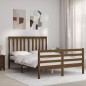 vidaXL Estructura de cama matrimonio con cabecero madera marrón miel vidaXL Estructura de cama matrimonio con cabecero madera marrón miel