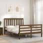 vidaXL Estructura de cama matrimonio con cabecero madera marrón miel vidaXL Estructura de cama matrimonio con cabecero madera marrón miel