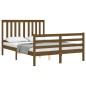 vidaXL Estructura de cama matrimonio con cabecero madera marrón miel vidaXL Estructura de cama matrimonio con cabecero madera marrón miel
