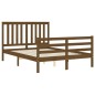 vidaXL Estructura de cama matrimonio con cabecero madera marrón miel vidaXL Estructura de cama matrimonio con cabecero madera marrón miel