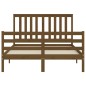 vidaXL Estructura de cama matrimonio con cabecero madera marrón miel vidaXL Estructura de cama matrimonio con cabecero madera marrón miel
