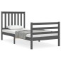 vidaXL Estructura de cama con cabecero madera maciza gris 90x200 cm vidaXL Estructura de cama con cabecero madera maciza gris 90x200 cm