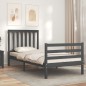 vidaXL Estructura de cama con cabecero madera maciza gris 90x200 cm vidaXL Estructura de cama con cabecero madera maciza gris 90x200 cm