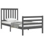 vidaXL Estructura de cama con cabecero madera maciza gris 90x200 cm vidaXL Estructura de cama con cabecero madera maciza gris 90x200 cm