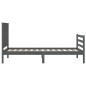vidaXL Estructura de cama con cabecero madera maciza gris 90x200 cm vidaXL Estructura de cama con cabecero madera maciza gris 90x200 cm