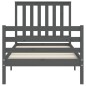 vidaXL Estructura de cama con cabecero madera maciza gris 90x200 cm vidaXL Estructura de cama con cabecero madera maciza gris 90x200 cm