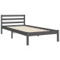 vidaXL Estructura de cama con cabecero madera maciza gris 90x200 cm vidaXL Estructura de cama con cabecero madera maciza gris 90x200 cm
