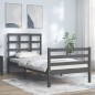 vidaXL Estructura de cama con cabecero madera maciza gris 90x200 cm vidaXL Estructura de cama con cabecero madera maciza gris 90x200 cm