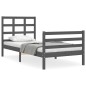 vidaXL Estructura de cama con cabecero madera maciza gris 90x200 cm vidaXL Estructura de cama con cabecero madera maciza gris 90x200 cm