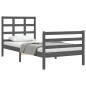 vidaXL Estructura de cama con cabecero madera maciza gris 90x200 cm vidaXL Estructura de cama con cabecero madera maciza gris 90x200 cm
