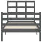 vidaXL Estructura de cama con cabecero madera maciza gris 90x200 cm vidaXL Estructura de cama con cabecero madera maciza gris 90x200 cm