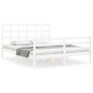 vidaXL Estructura de cama matrimonio con cabecero madera maciza blanco vidaXL Estructura de cama matrimonio con cabecero madera maciza blanco