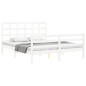 vidaXL Estructura de cama matrimonio con cabecero madera maciza blanco vidaXL Estructura de cama matrimonio con cabecero madera maciza blanco