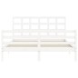 vidaXL Estructura de cama matrimonio con cabecero madera maciza blanco vidaXL Estructura de cama matrimonio con cabecero madera maciza blanco