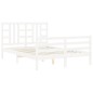 vidaXL Estructura cama de matrimonio con cabecero madera maciza blanco