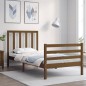 vidaXL Estructura cama con cabecero madera maciza marrón miel 90x200cm vidaXL Estructura cama con cabecero madera maciza marrón miel 90x200cm