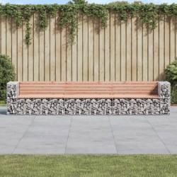 vidaXL Banco jardín diseño gaviones madera abeto Douglas 347x71x65,5cm