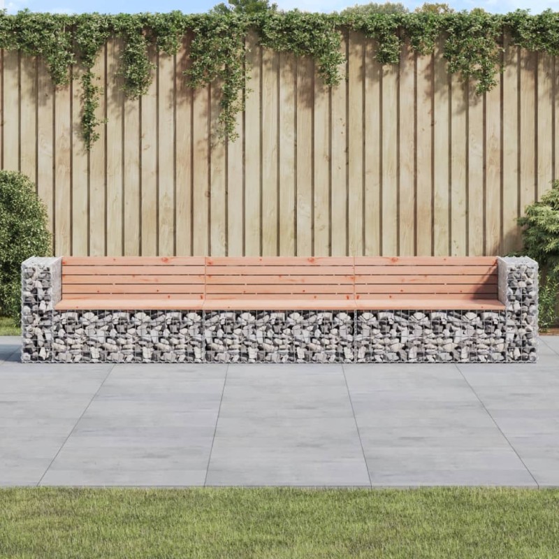 vidaXL Banco jardín diseño gaviones madera abeto Douglas 347x71x65,5cm vidaXL Banco jardín diseño gaviones madera abeto Douglas 347x71x65,5cm