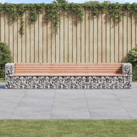 vidaXL Banco jardín diseño gaviones madera abeto Douglas 347x71x65,5cm