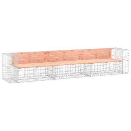 vidaXL Banco jardín diseño gaviones madera abeto Douglas 347x71x65,5cm